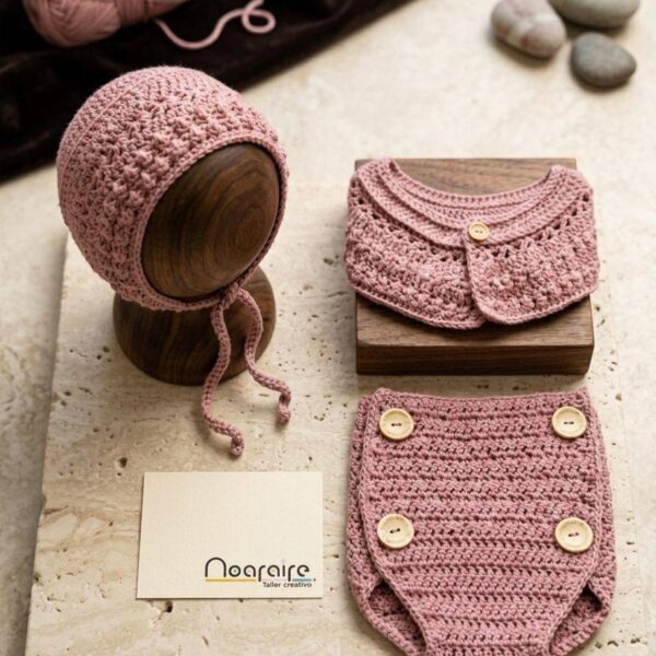 Conjunto Artesanal de Crochet «Dulce Ternura» en algodón orgánico